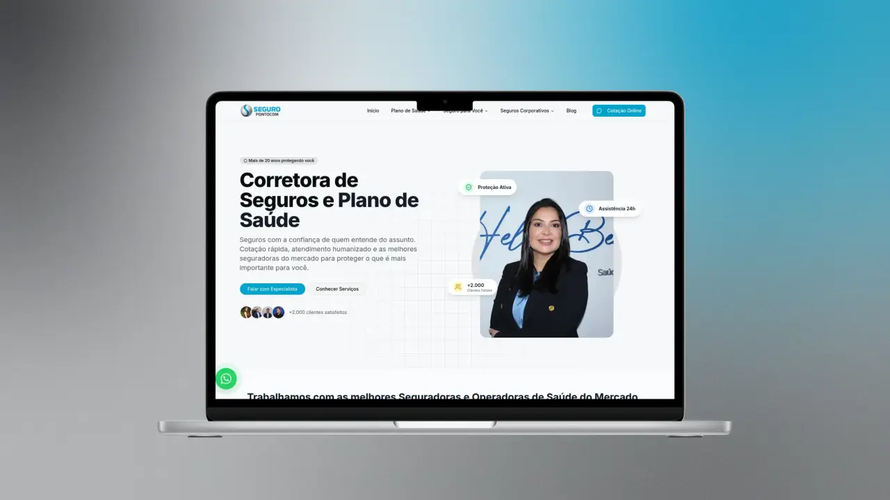 Screenshot do site do case